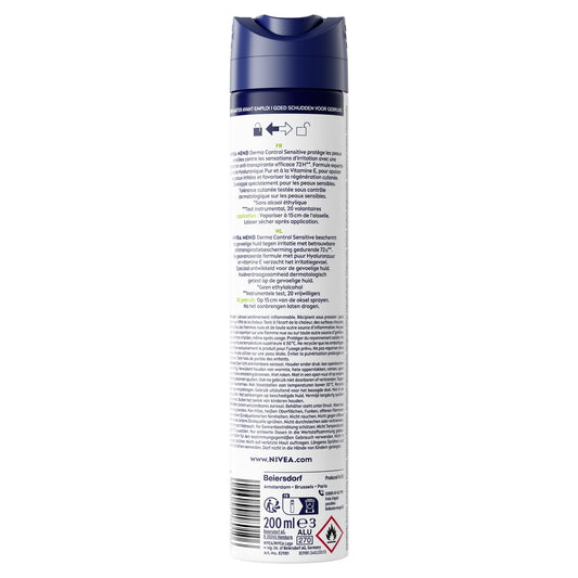 Déodorant spray homme Anti-transpirant 72H Derma Control Sensitive Anti-irritation 0% Alcool NIVEA MEN 