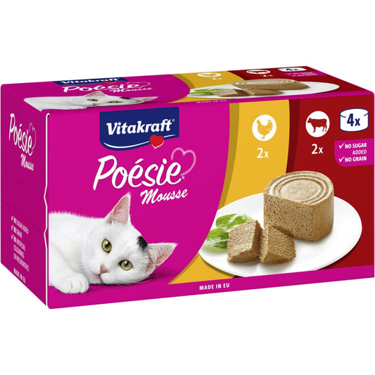 Mousse pour Chats Poulet et Boeuf VITAKRAFT les 4 boîtes de 85g