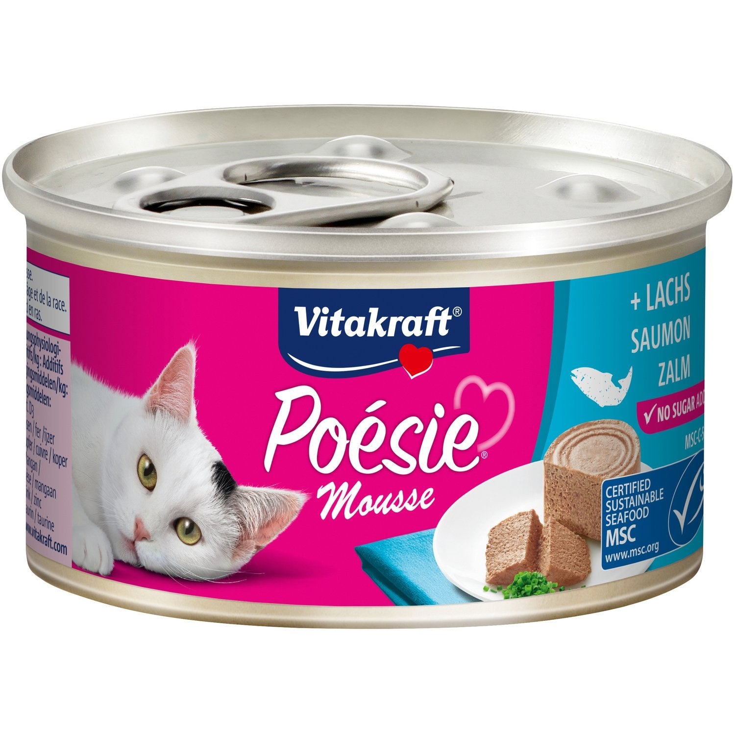 Pâtée pour Chat Adulte en Mousse Saumon Poésie VITAKRAFT la boite de 85g