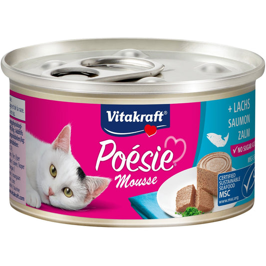 Pâtée pour Chat Adulte en Mousse Saumon Poésie VITAKRAFT la boite de 85g