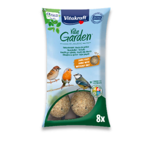 Boules de Graisse pour Oiseaux du Jardin Sans Filet Vita Garden Classic VITAKRAFT le paquet de 8 boules
