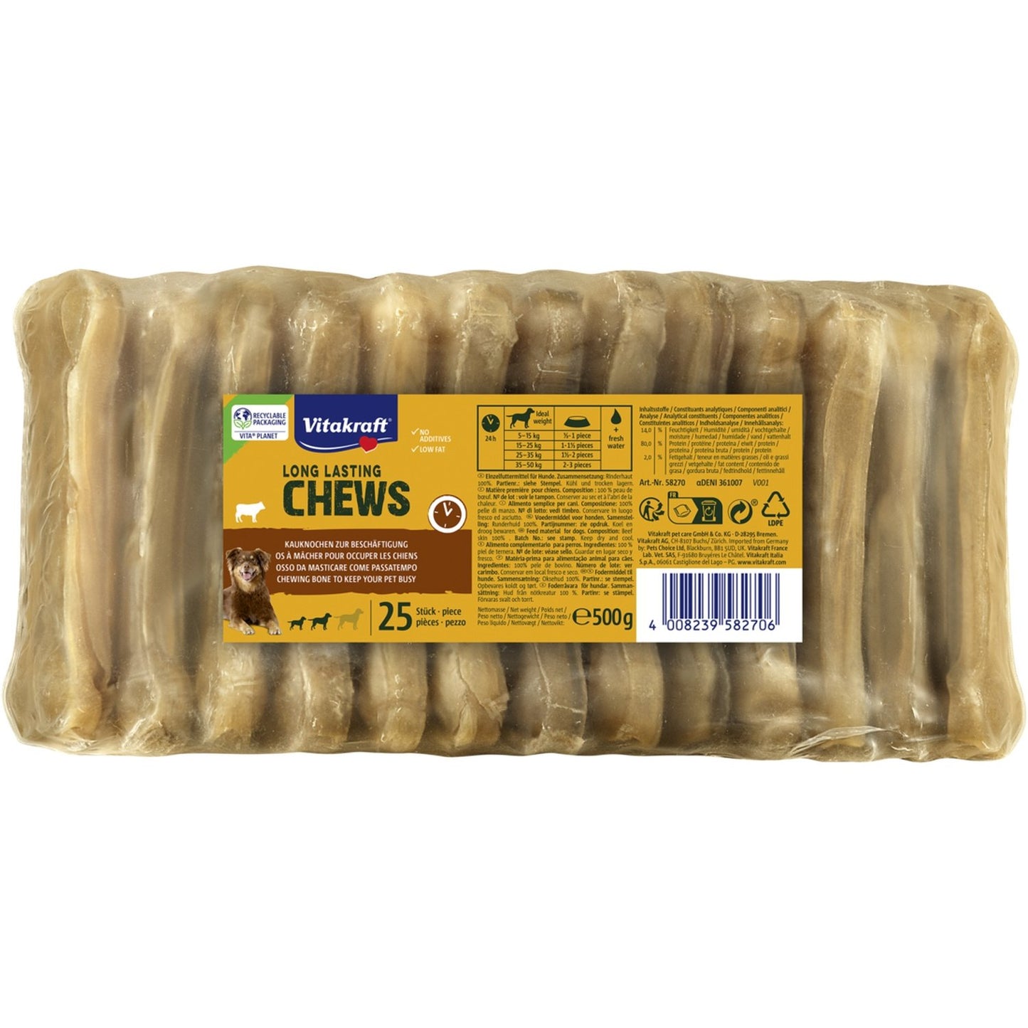 Kauknochen für große Hunde +25kg Mundhygiene Rind Dental Chews VITAKRAFT