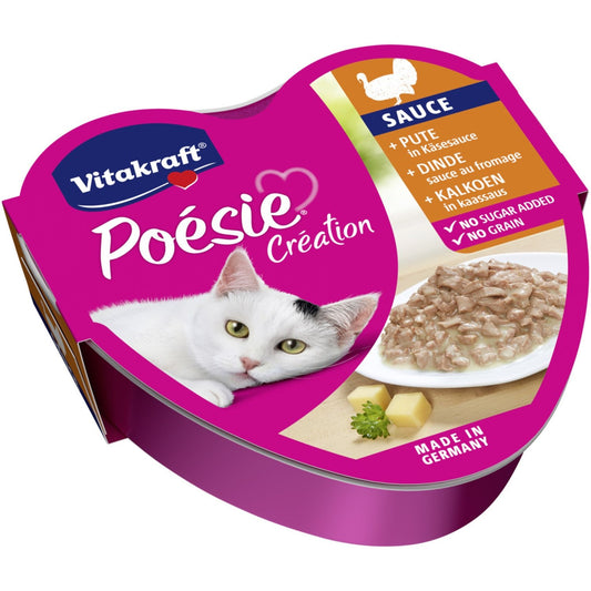 Aliment pour Chats Poésie Dinde Sauce au Fromage VITAKRAFT la barquette de 85g