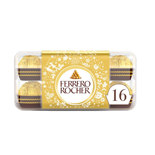 Bouchées de Chocolat Lait Noisettes et Gaufrette FERRERO ROCHER - Gamme de Noël 2025 Boîte 16 pièces - 200g