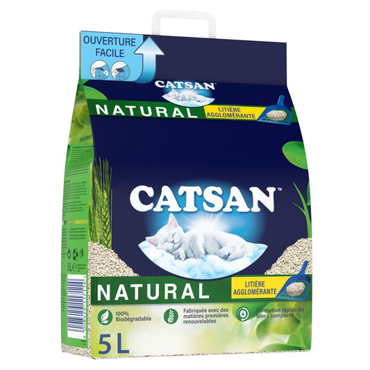 Litière Végétale Agglomérante Extra Absorbante Natural CATSAN le sac de 5L