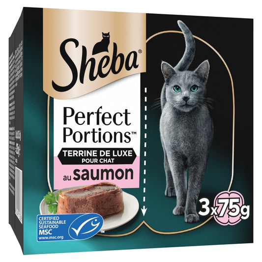 Pâtée pour Chat Adulte en Terrine Saumon Perfect Portions SHEBA les 6 barquettes