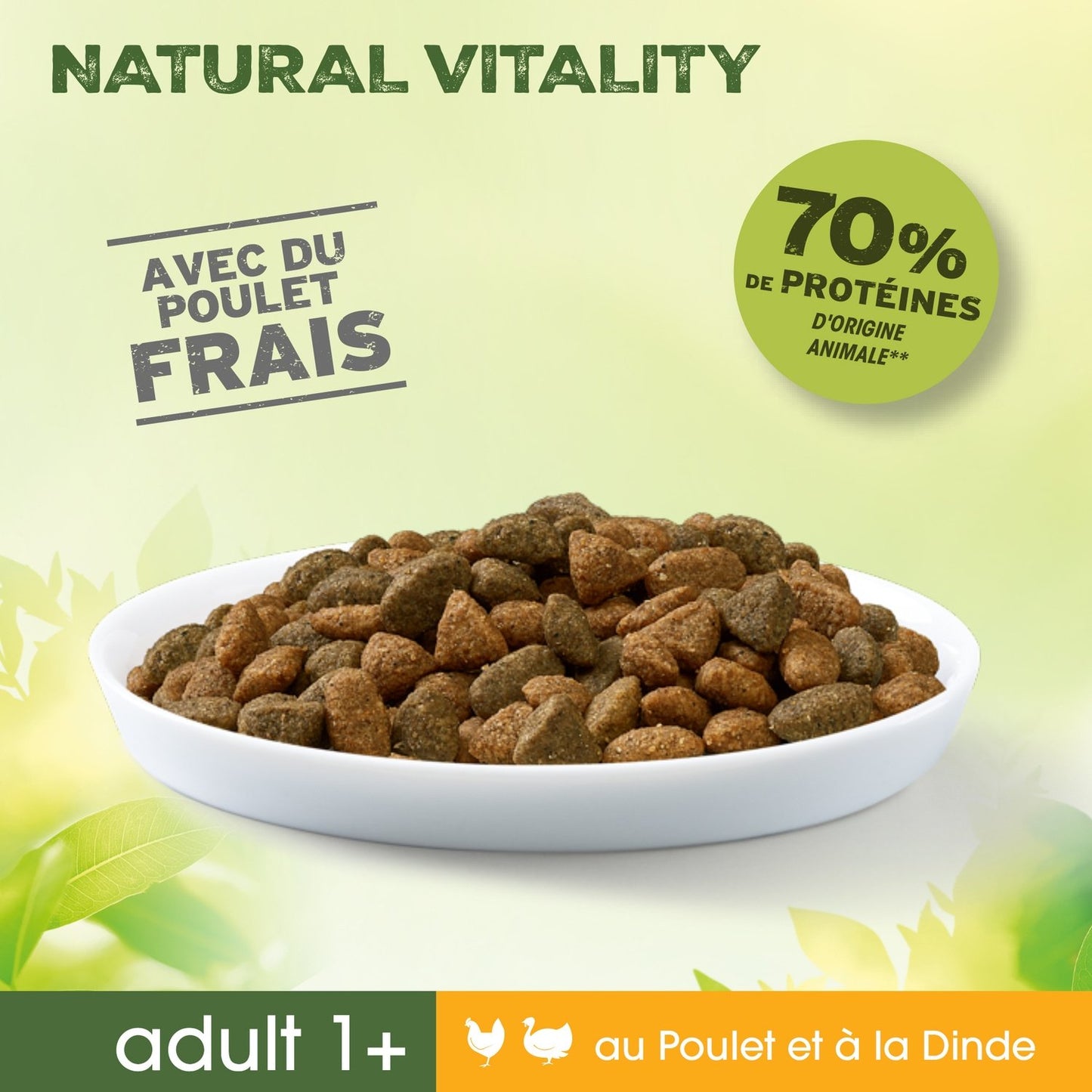 Croquettes pour Chat Adulte Stérilisé Poulet Dinde Natural Vitality PERFECT FIT