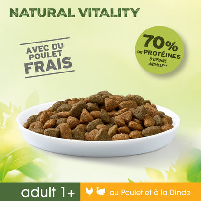Croquettes pour Chat Adulte Stérilisé Poulet Dinde Natural Vitality PERFECT FIT