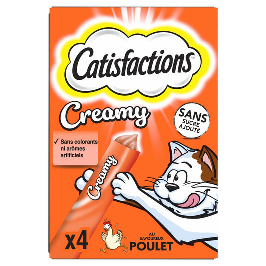 Friandises pour Chat Adulte Poulet Creamy Snack CATISFACTIONS la boîte de 4