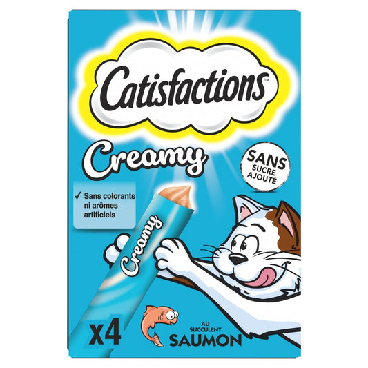 Friandises pour Chat Adulte Crémeuse Saumon CATISFACTIONS la boîte de 4