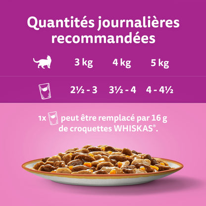 Pâtée pour Chat Adulte en Sauce Agneau Poulet Carottes Poulet Dinde Canard Boeuf Volaille Tasty Mix Recettes de Campagne WHISKAS