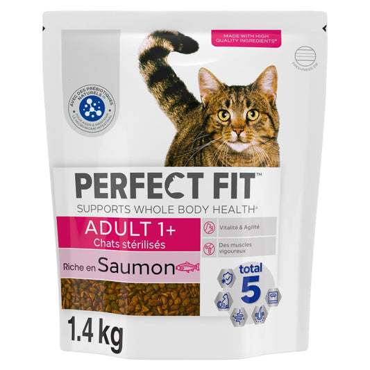 Croquettes pour Chat Adulte Stérilisé Saumon PERFECT FIT le sac de 1,4kg