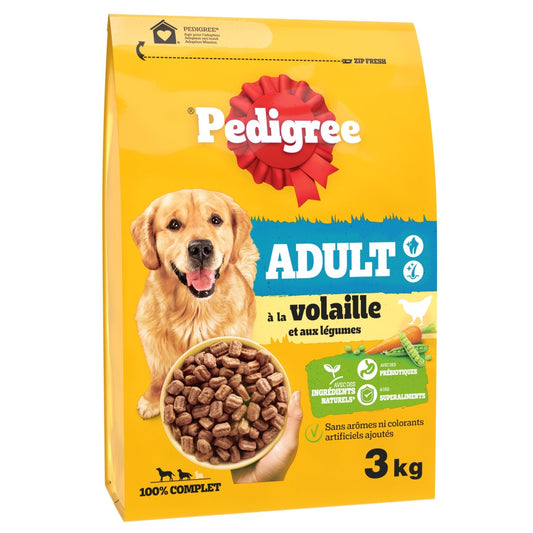 Croquettes pour Chien Adulte Médium Grand +10kg Volaille Légumes PEDIGREE le sac de 3kg