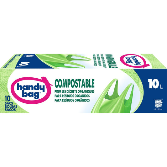 10L 100% Compostable HANDY BAGS Garbage Bag with Handles
