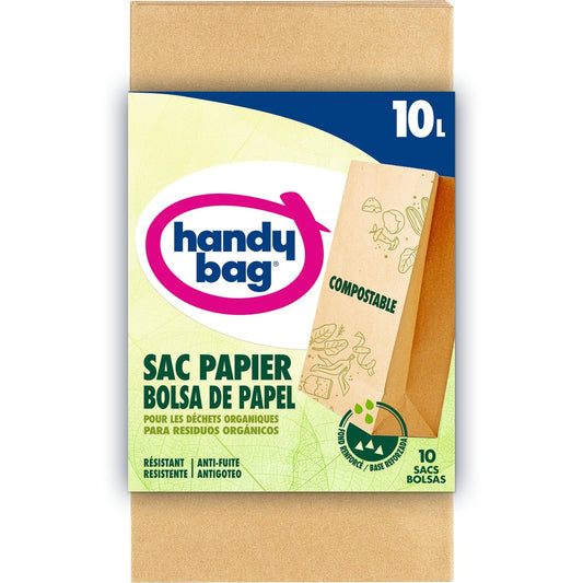 10L 100% Compostable Paper Trash Bag HANDY BAGS