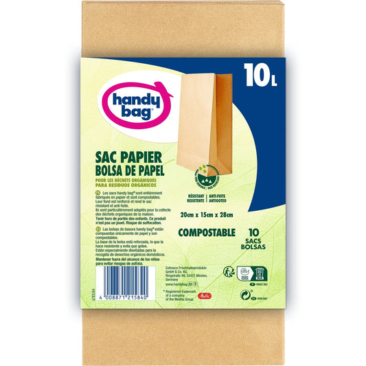 10L 100% Compostable Paper Trash Bag HANDY BAGS