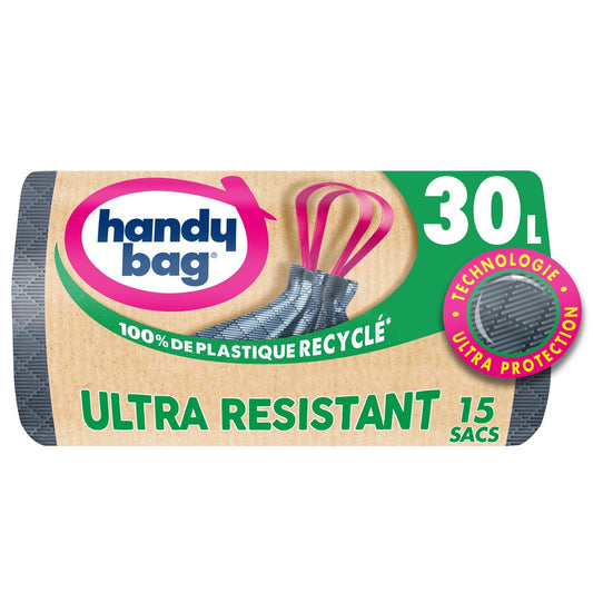 Sac Poubelle Ultra-Résistant 30L HANDY BAGS les 15 sacs