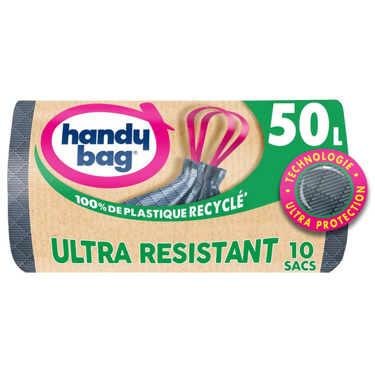 Sac Poubelle Ultra-Résistant 50L HANDY BAGS les 10 sacs