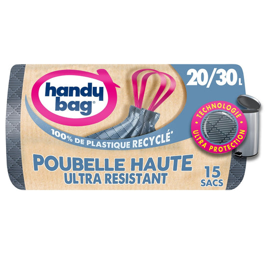 Sac Poubelle Ultra-Résistant 20/30L HANDY BAGS les 10 sacs