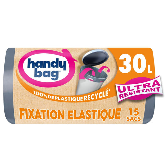 Sac Poubelle Fixation Elastique 30L HANDY BAG les 15 sacs