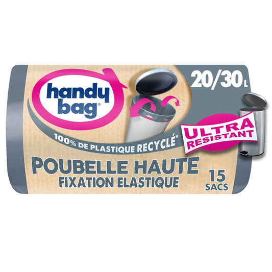 Sac Poubelle Poubelle Haute, Fixation Elastique 20/30L HANDY BAG les 15 sacs