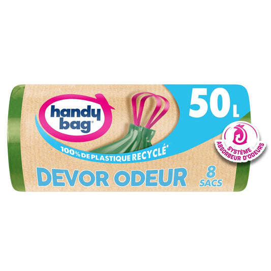 Sac Poubelle Devor Odeur 50l, avec Poignées HANDY BAG les 8 sacs