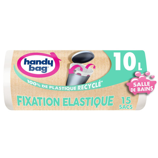 Sac Poubelle pour Salle de Bain 10l avec Fixation Élastique HANDY BAGS les 15 sacs
