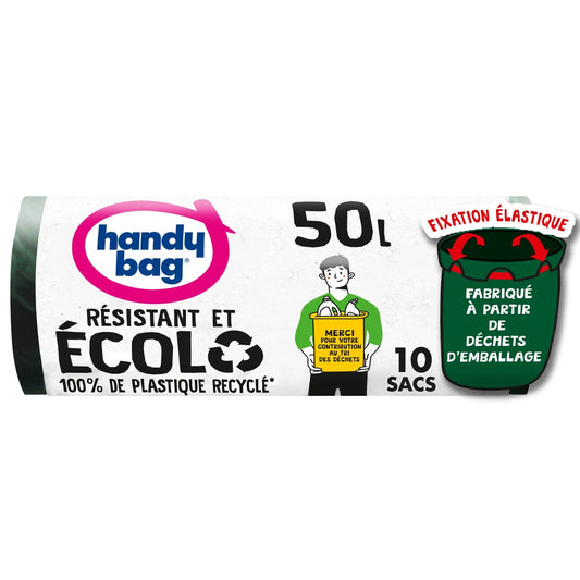 Garbage Bag Elastic Fastening Resistant and Eco-friendly 50l X10 HANDY BAG