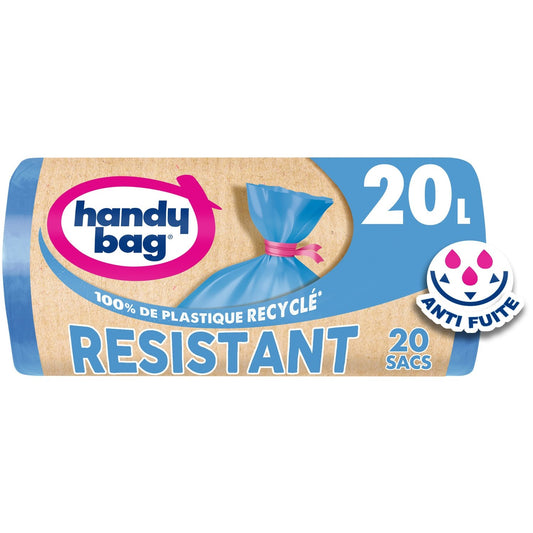 Sac Poubelle avec Lien Résistant 20L HANDY BAG le lot de 20 sacs