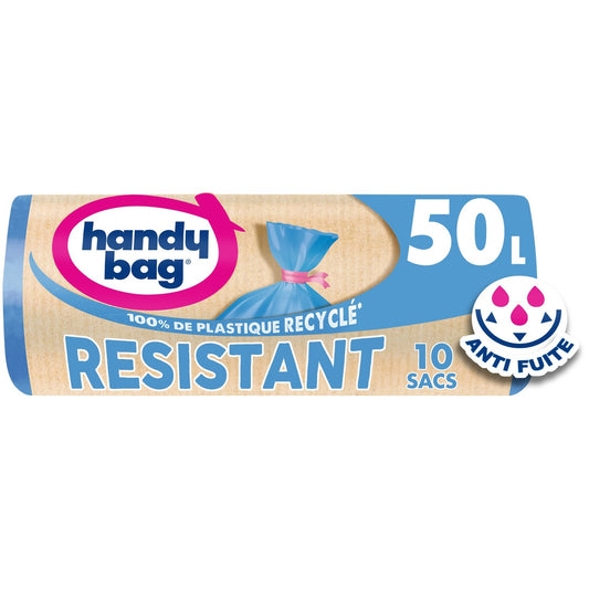 Sac Poubelle avec Résistant 50L HANDY BAG le lot de 10 sacs