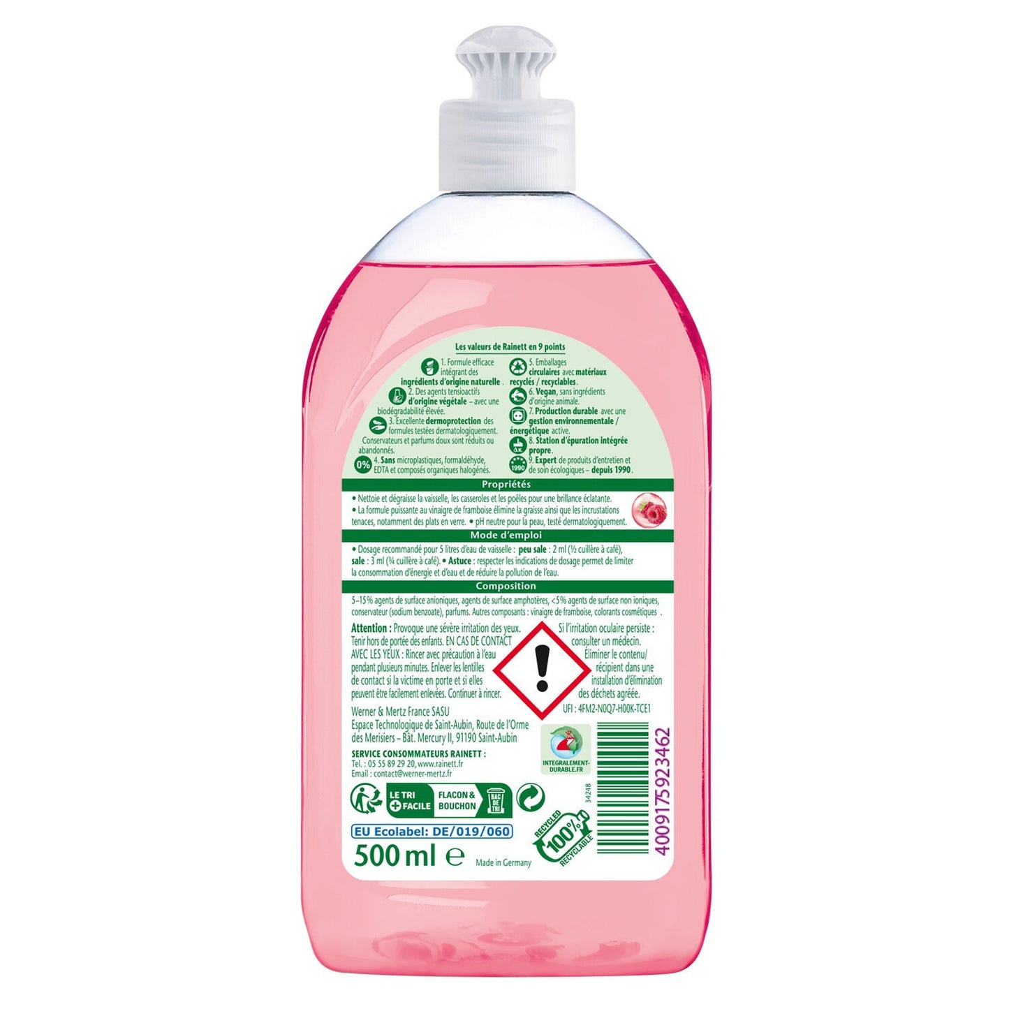 Liquide Vaisselle Vinaigre de Framboise RAINETT