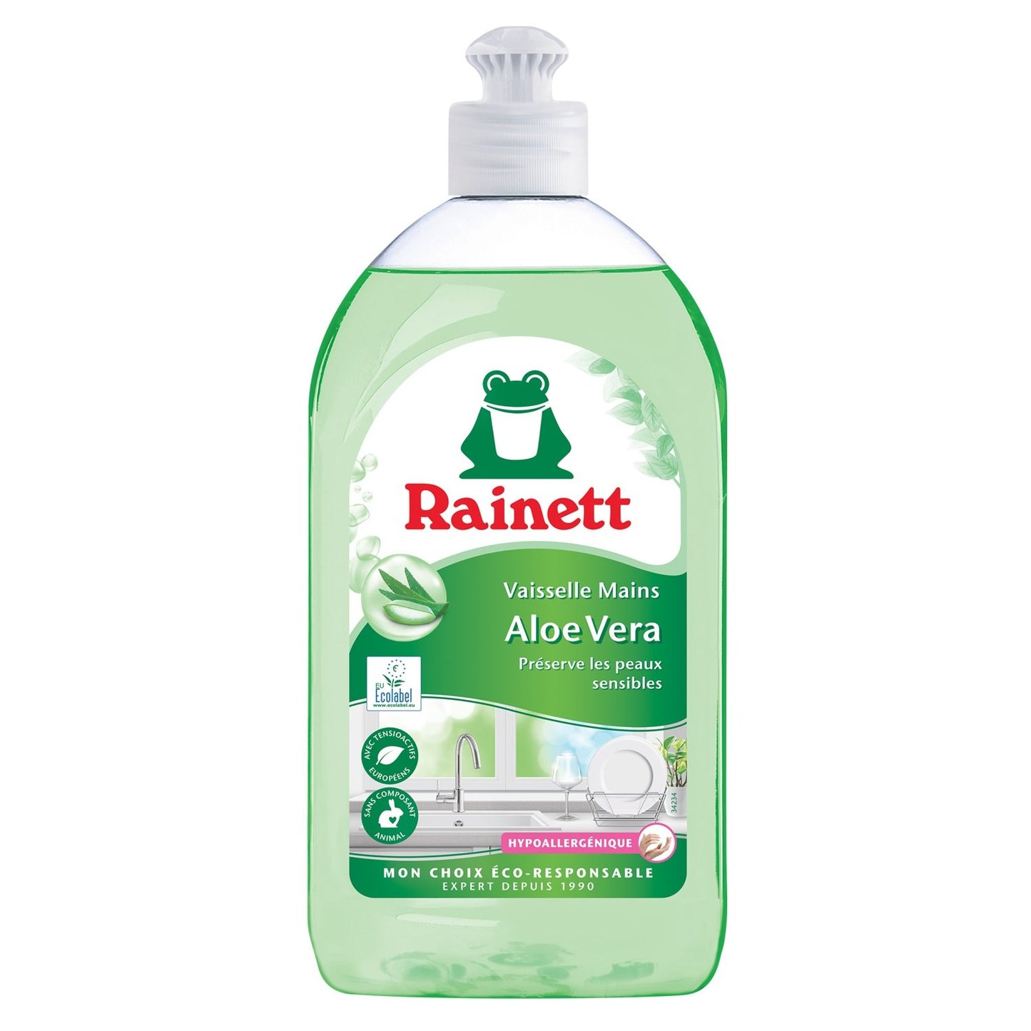 Liquide Vaisselle Aloe Vera Hypoallergénique Peaux Sensibles Écologique RAINETT