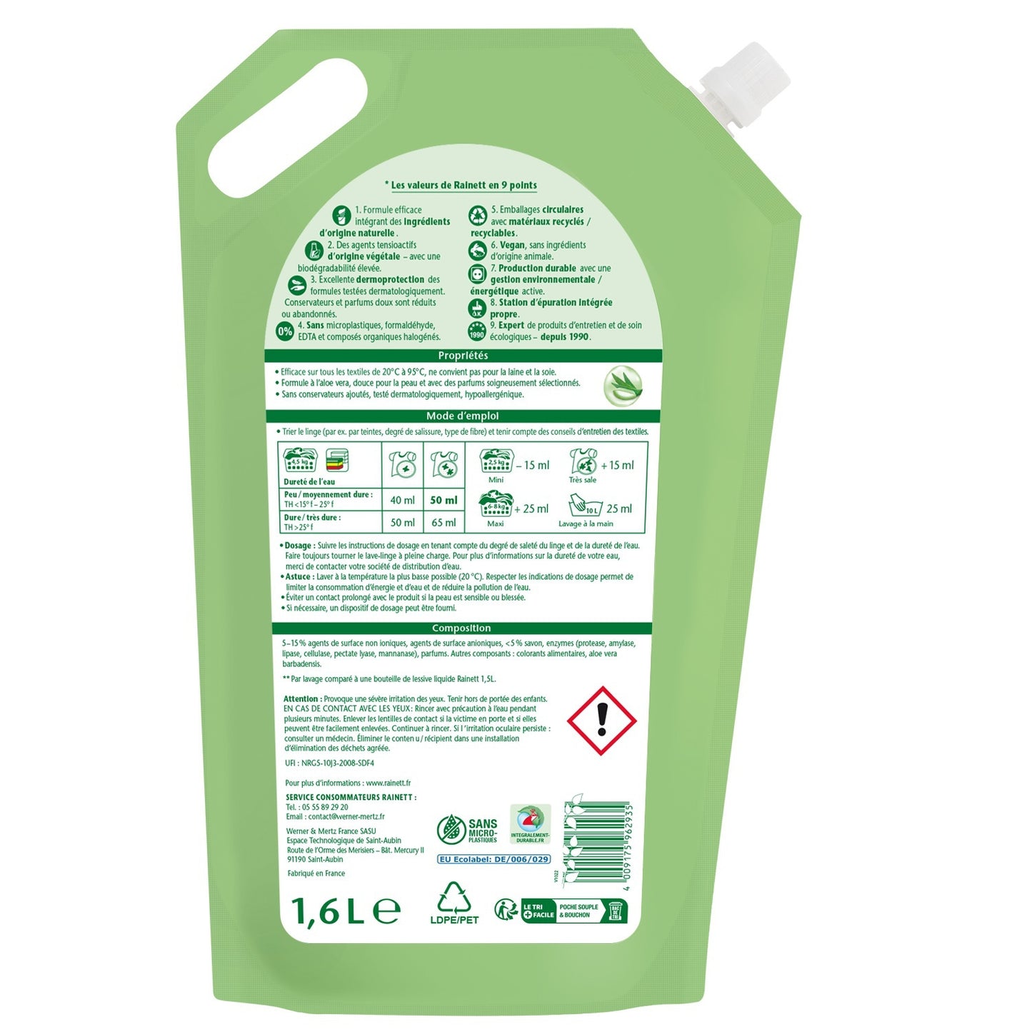 Lessive liquide Peaux sensibles Aloe vera RAINETT 
