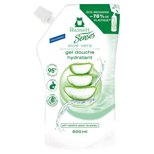 Gel Douche Hydratant Aloe Vera Bio RAINETT SENSES la recharge de 500mL