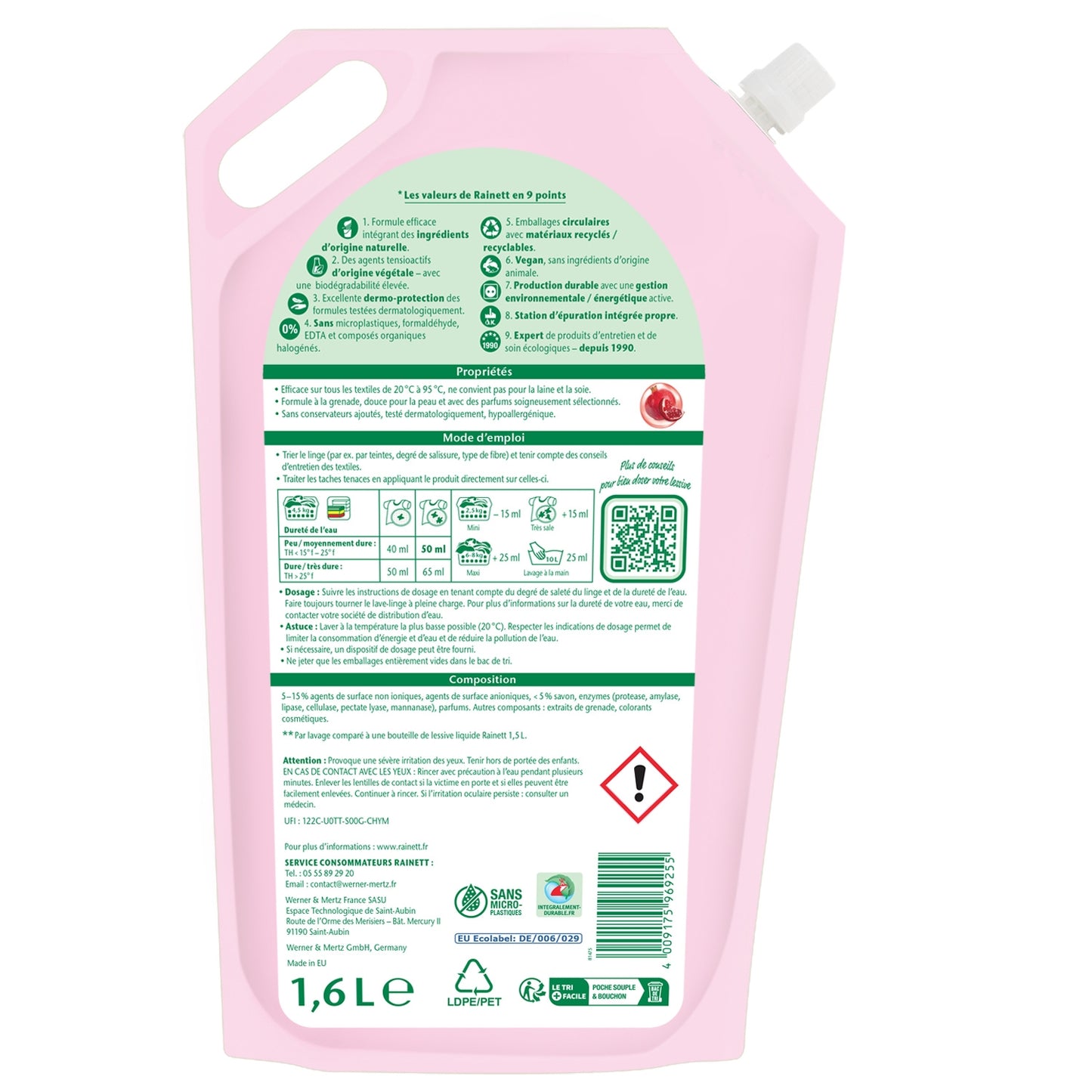 Lessive Liquide Hypoallergénique Grenade Ecolabel RAINETT
