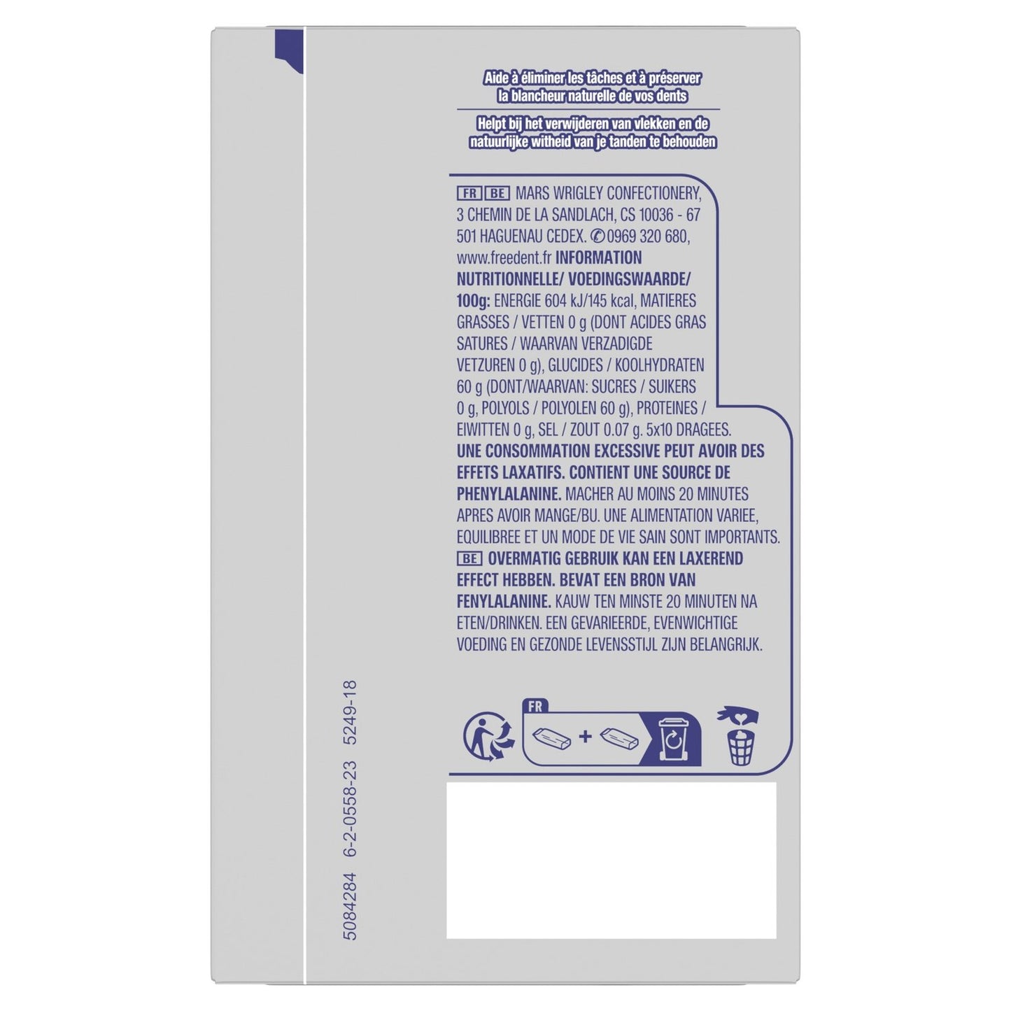 FREEDENT WHITE Green Mint Sugar-Free Chewing Gum