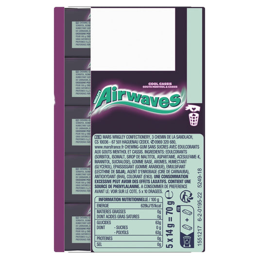Chewing-Gum Cool Cassis Sans Sucres AIRWAVES