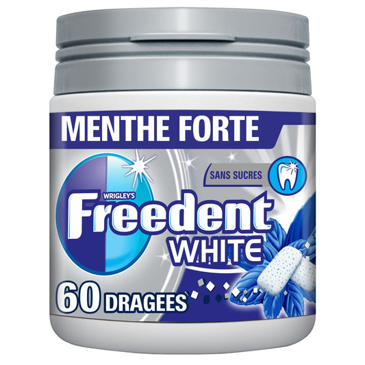 Chewing-Gum Menthe Forte Sans Sucres FREEDENT WHITE la boîte de 60 dragées