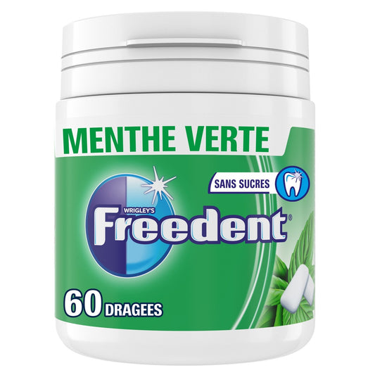 Chewing-Gum Menthe Verte Sans Sucres FREEDENT la boîte de 60 dragées