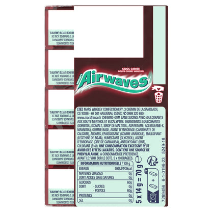 Chewing-Gum Cool Cerise Sans Sucres AIRWAVES 