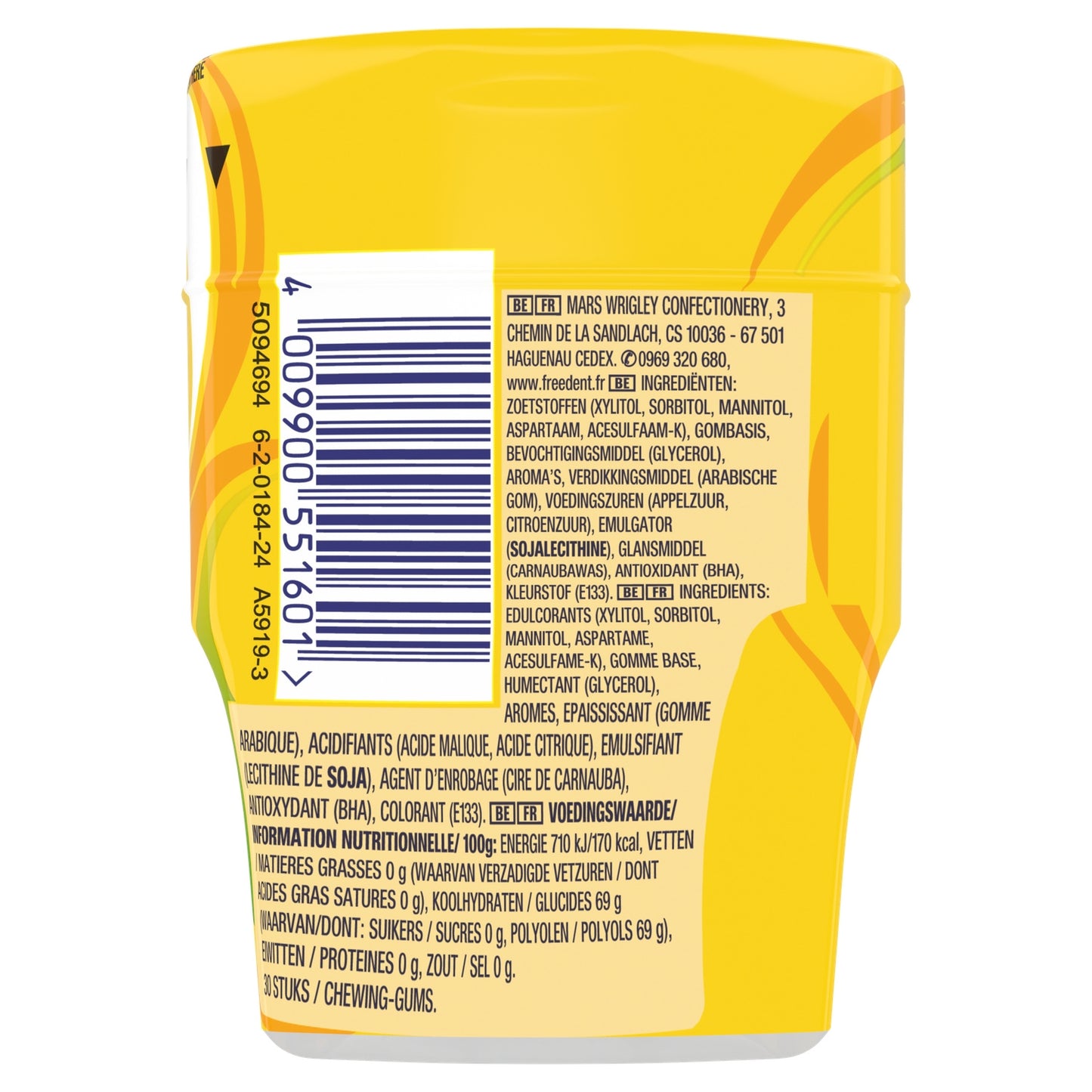 Chewing-gum Refresher Sans Sucres Ananas et Mangue FREEDENT 