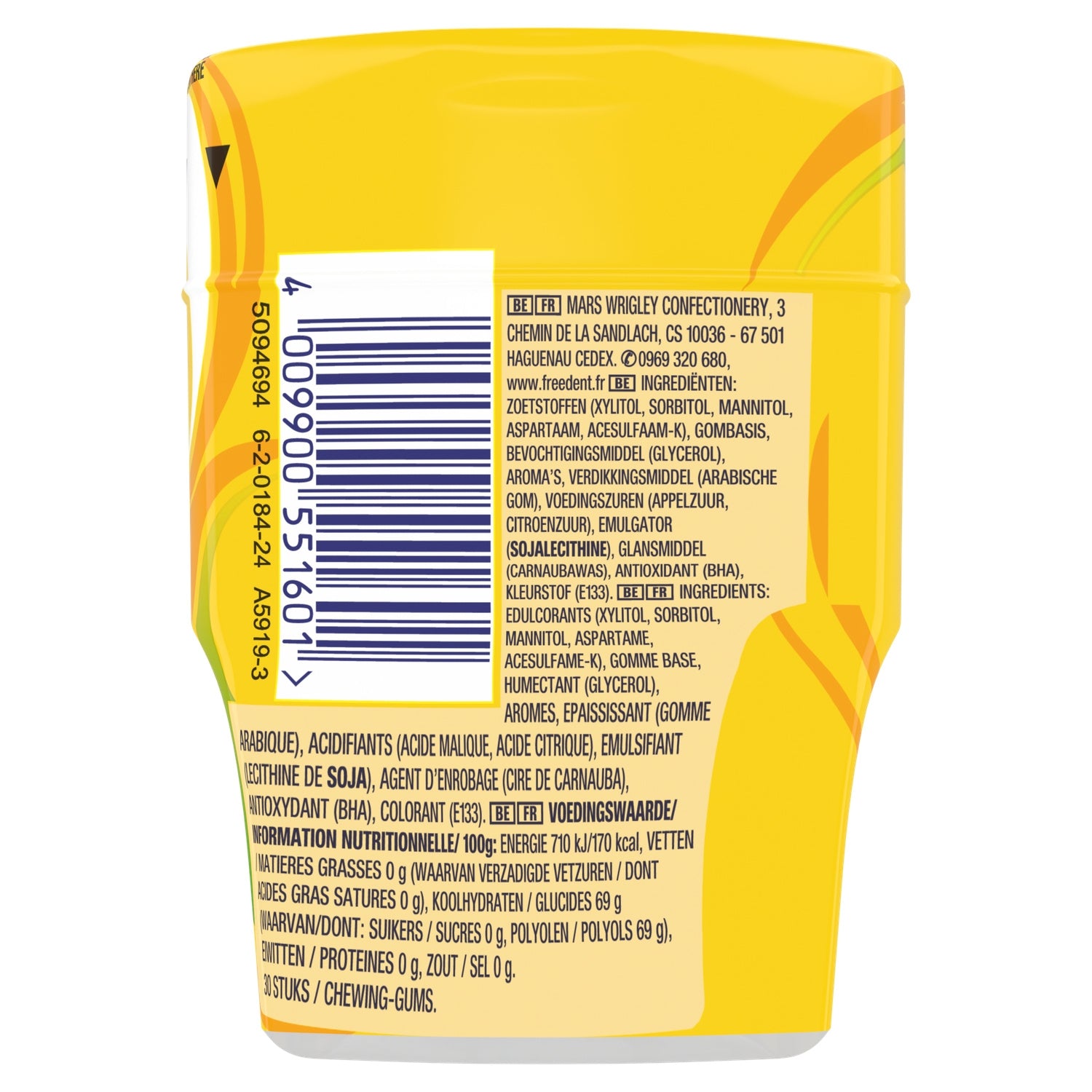 Chewing-gum Refresher Sans Sucres Ananas et Mangue FREEDENT 