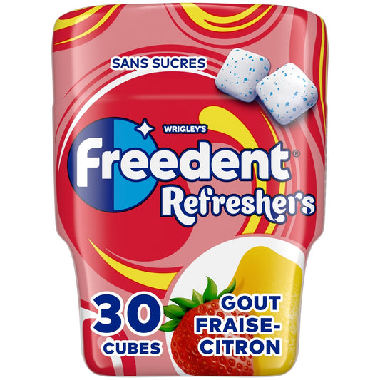 Chewing-Gum Refresher Sans Sucres Fraise Citron FREEDENT la boîte de 67g