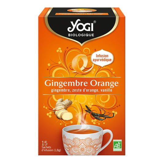 Infusion Gingembre Orange Bio YOGI la boite de 15 sachets