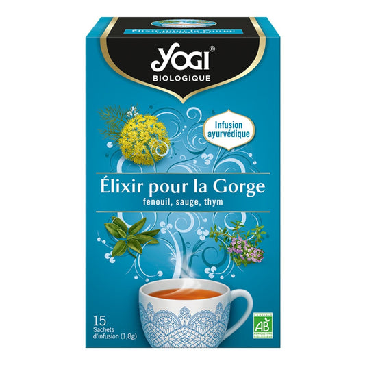 Infusion Élixir pour la Gorge Bio YOGI la boite de 15 sachets