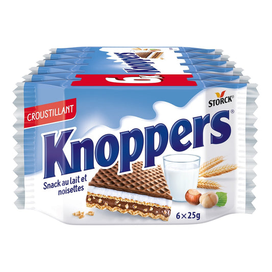Biscuits Lait & Noisettes KNOPPERS le lot de 6 sachets de 25g