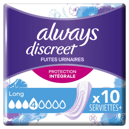Serviettes Hygiènique Fuites Urinaires Protection Intégrale Long ALWAYS DISCREET