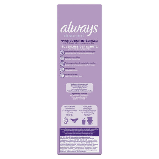 Protections Fuite Urinaire Long Plus Intégrale Discreet ALWAYS 