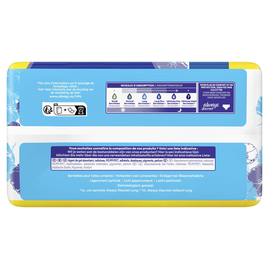 Serviettes Hygiènique Fuites Urinaires Protection Intégrale Long Plus ALWAYS DISCREET
