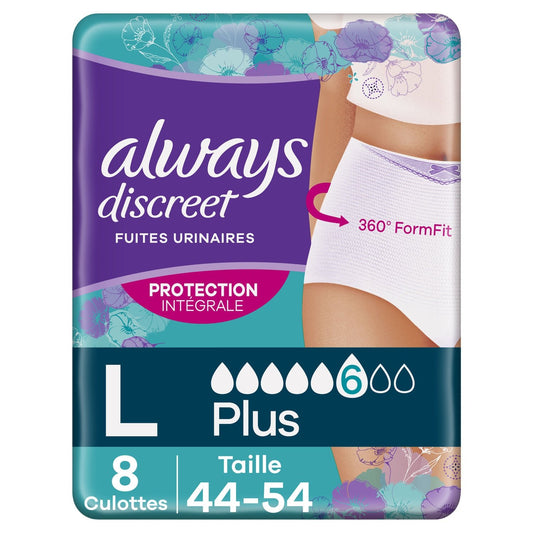 Always Discreet Plus Size L Urinary Leak Proof Panties